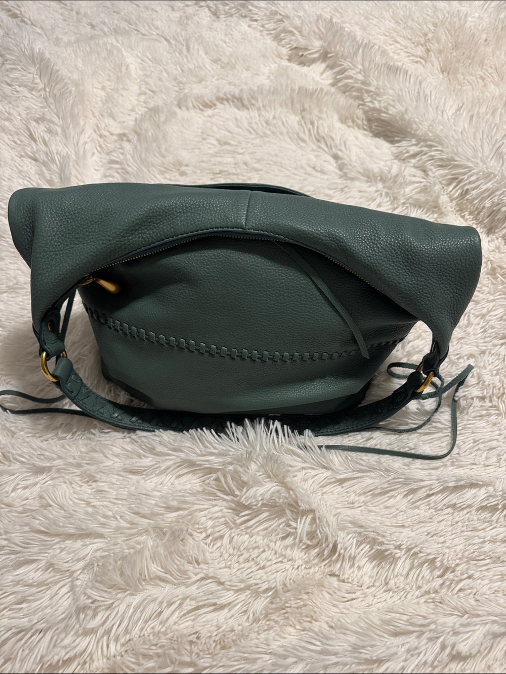 HOBO Entwine Meadow Green Leather Braided-Handle Hobo Bag - Picture 10 of 13